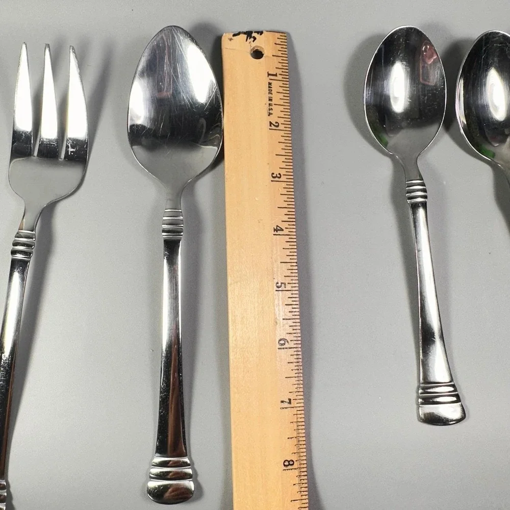 Cambridge Axis Stainless Flatware‎ 4 Pc Set Serving Fork Spoon Tablespoons China